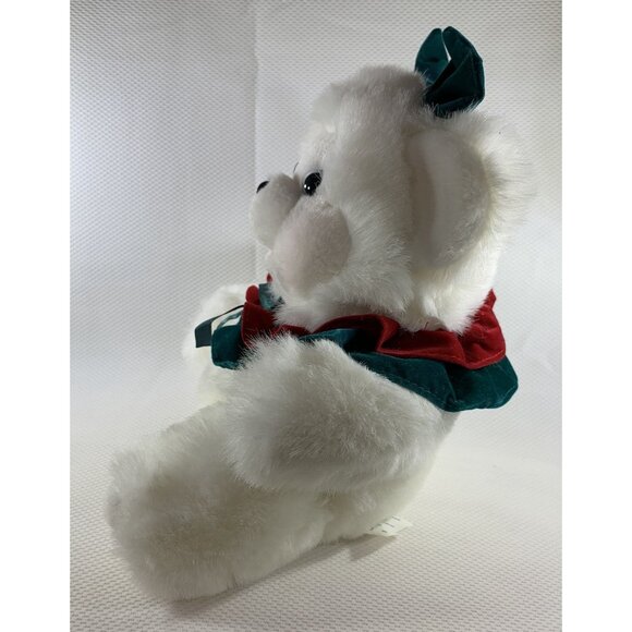 Vintage Dan Dee Holiday White Plush Teddy Bear 10" Christmas Ruffles Bow Stuffed - Picture 4 of 10